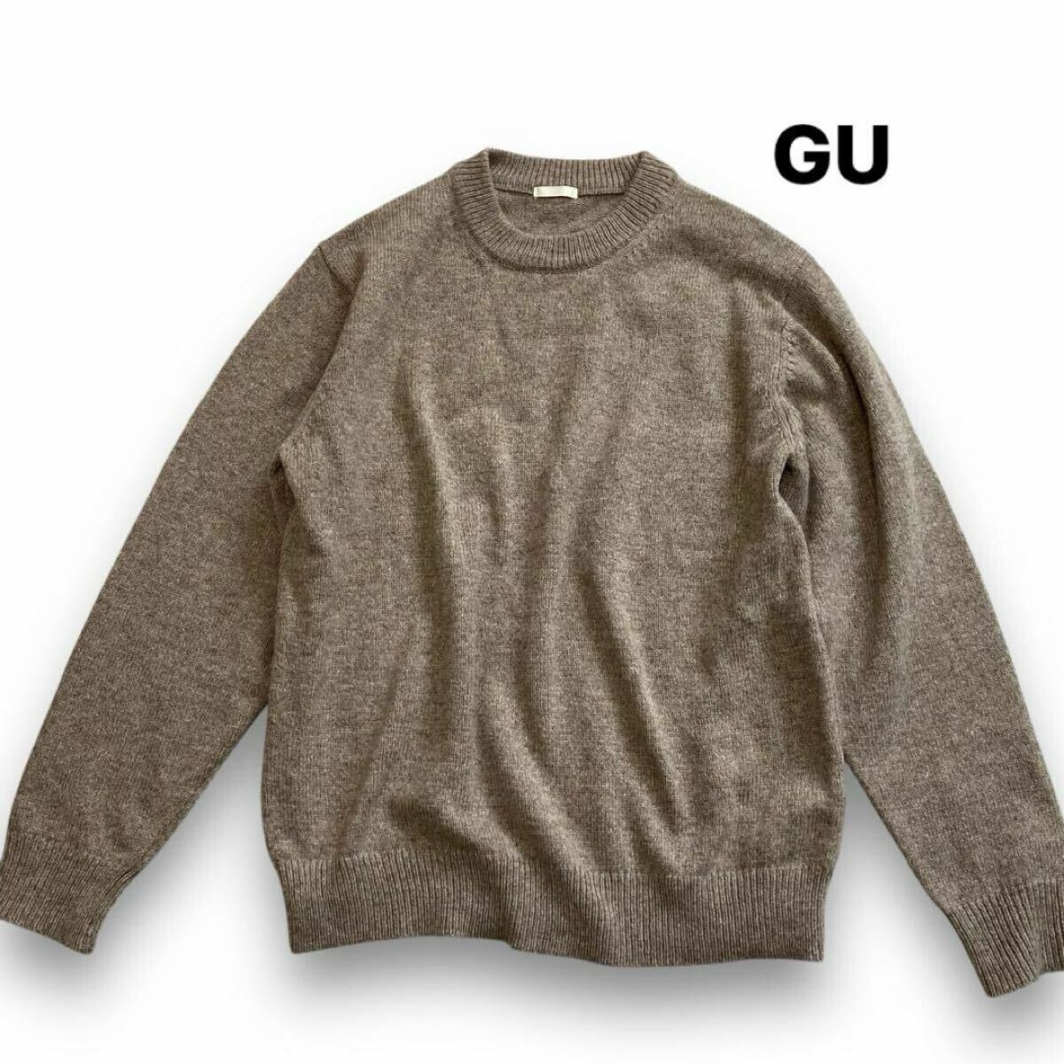 GUジーユー ラムブレンドクルーネックセーター ブラウン系 ニットセーター 長袖 レディースメンズS拍卖