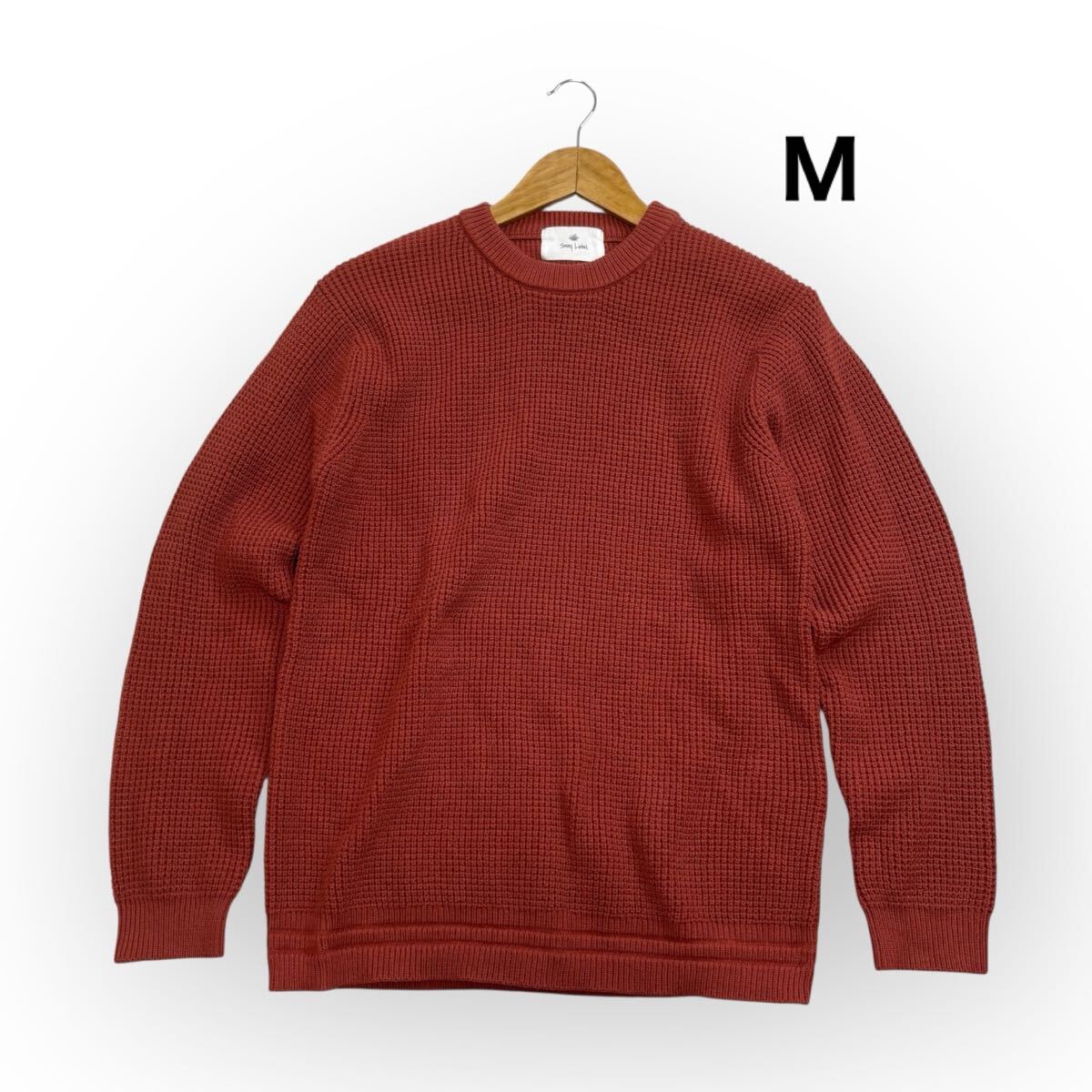 URBAN RESEARCH サニーレーベル ストレッチ ワッフル ニットセーター クルーネック プルオーバー メンズM 秋冬拍卖