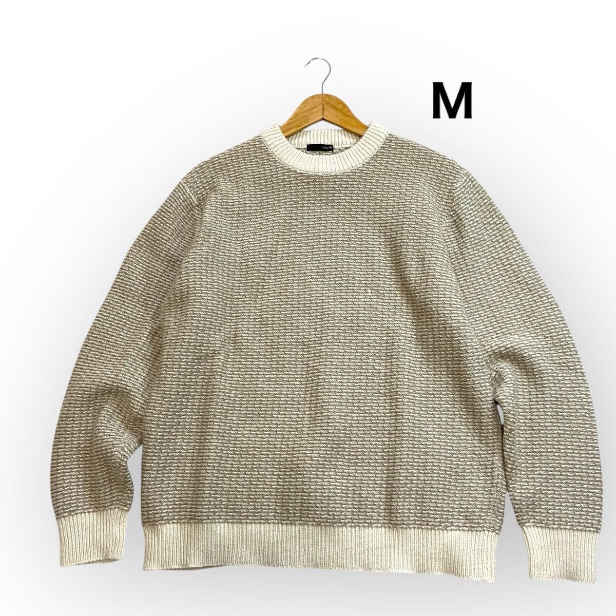 C.P.S シーピーエス ニット セーター ウール混 あったかニット ワッフル ベージュ メンズM 長袖 トップス拍卖