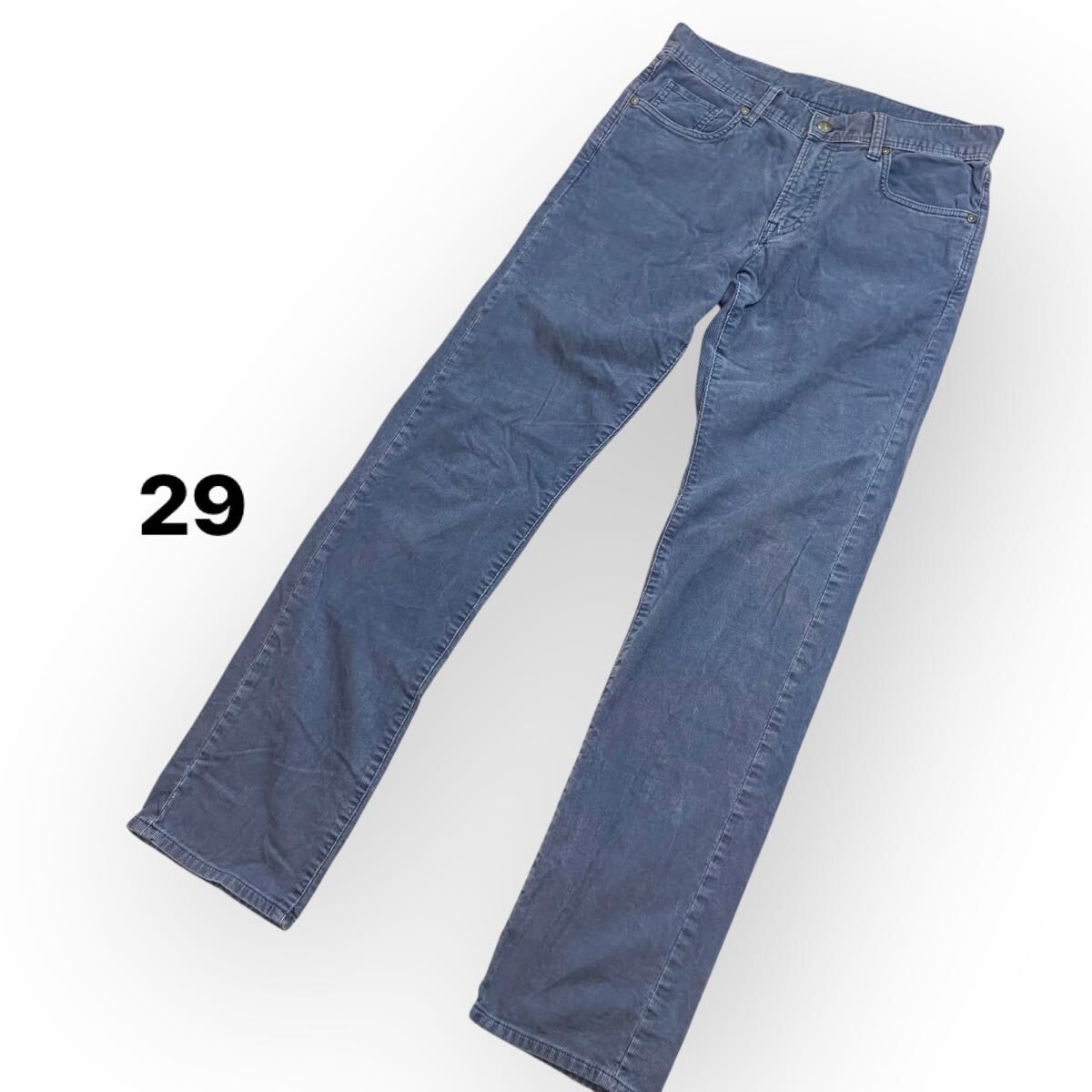 UNIQLO ユニクロ スリムフィット コーディロイパンツ ブルー レディースメンズ29 ジーンズ デニムパンツ拍卖