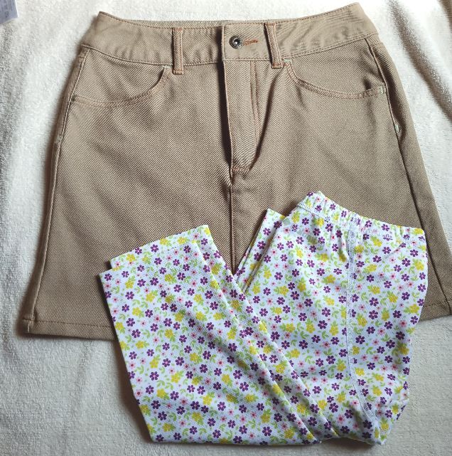 Colombia コロンビア ミニスカート&スパッツ レギンス ベージュ 花柄 Sサイズ レディース セット拍卖