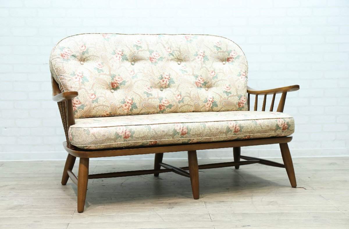 ■【I0751】★飛騨産業★キツツキマーク★ラブソファ★2人掛け椅子★チェア★リビングソファ★ソファ ★椅子★拍卖