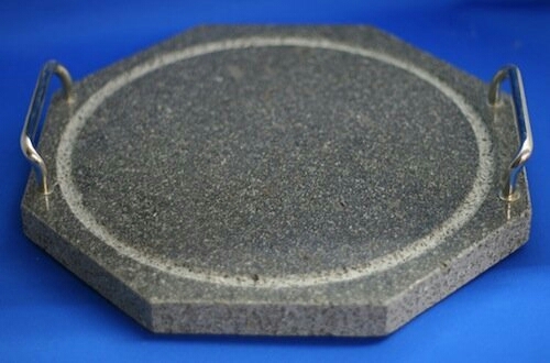 桜島溶岩プレート 送料無料八角 溝付 手つき溶岩焼き拍卖