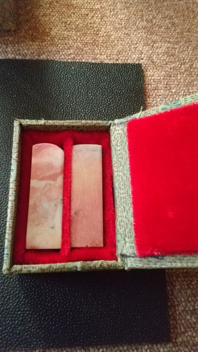 鶏血石 印材二本セット 鶏血石、印材、置物、彫刻、 ck-023拍卖