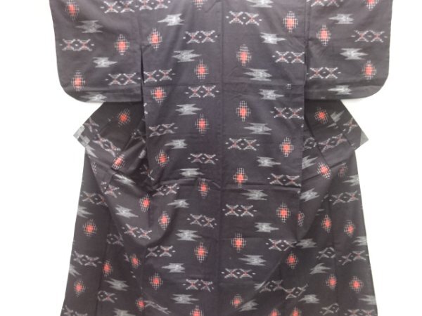 ys7484524; 木綿本場久留米絣 抽象模様単衣着物【アンティーク】【着】拍卖