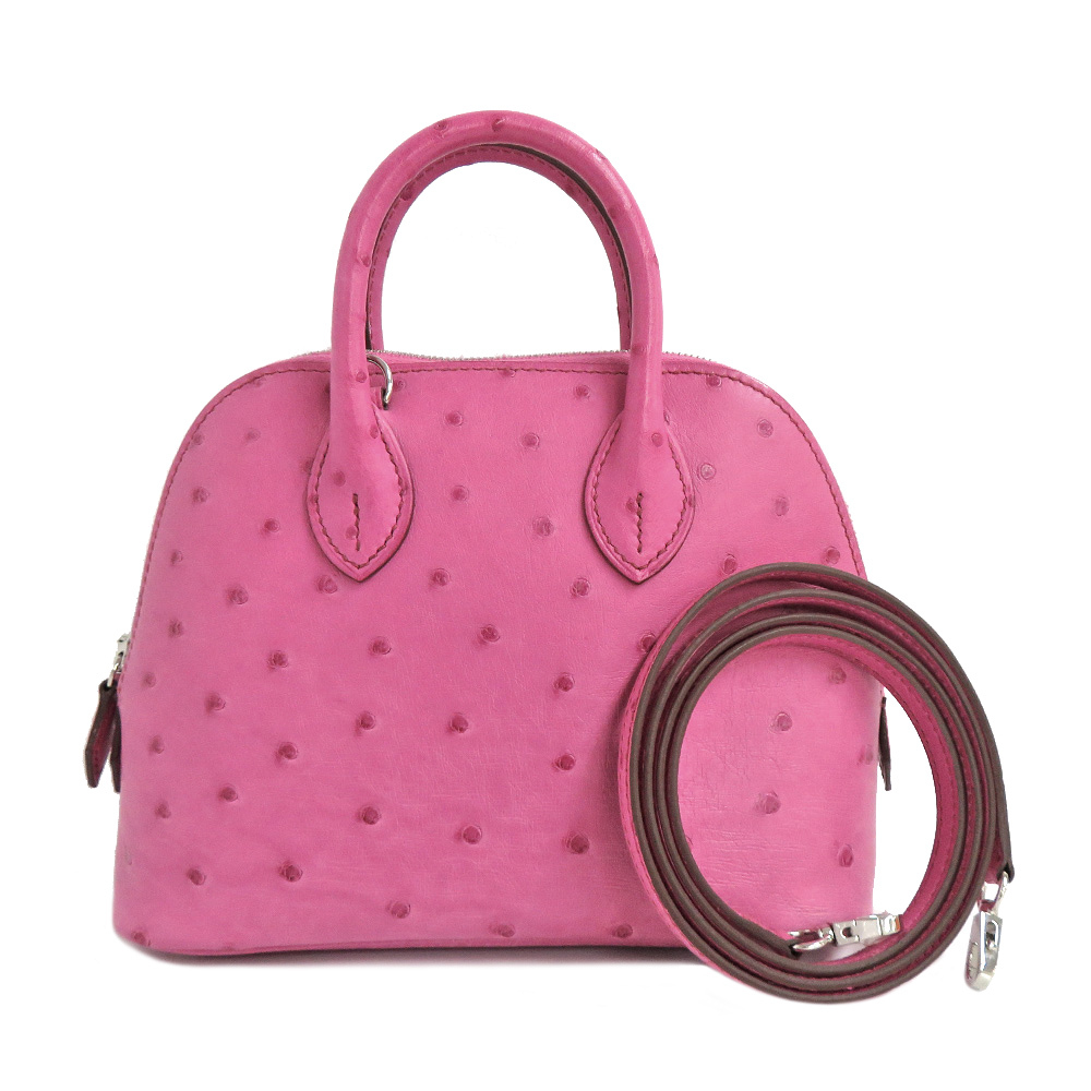 【名古屋】エルメス ボリード1923 ミニ オーストリッチ フューシャピンク シルバー金具 U刻印 2022年 ショルダーバッグ拍卖