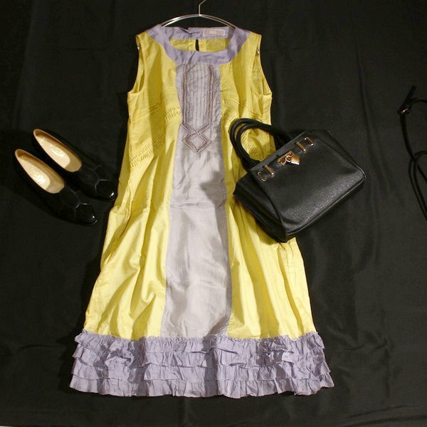 美品 dual industry デュアルインダストリー 可愛い コットン 薄手 ワンピース 2号 M 春 夏 25A08拍卖