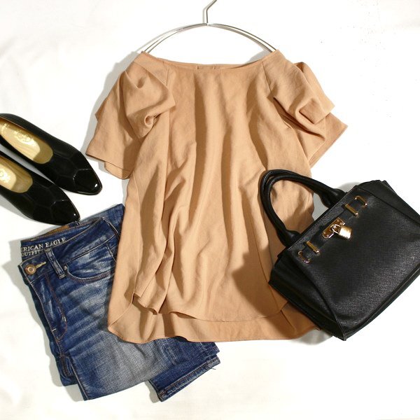 美品 NOLLEY'S ノーリーズ デザインスリーブ ジョーゼットシフォン カットソー 38号 M 春 夏 25B08拍卖