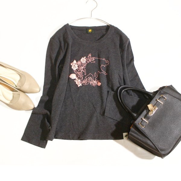 美品 HUNTING WORLD ハンティングワールド コットン100% 長袖ストレッチ カットソー M 春 秋 25D08拍卖