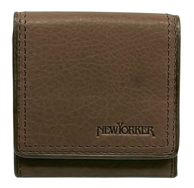 未使用 ニューヨーカー コインケース 小銭入れ 立体 レザ― ブラウン こげ茶 牛革 メンズ 本革 NEW YORKER 【中古】拍卖