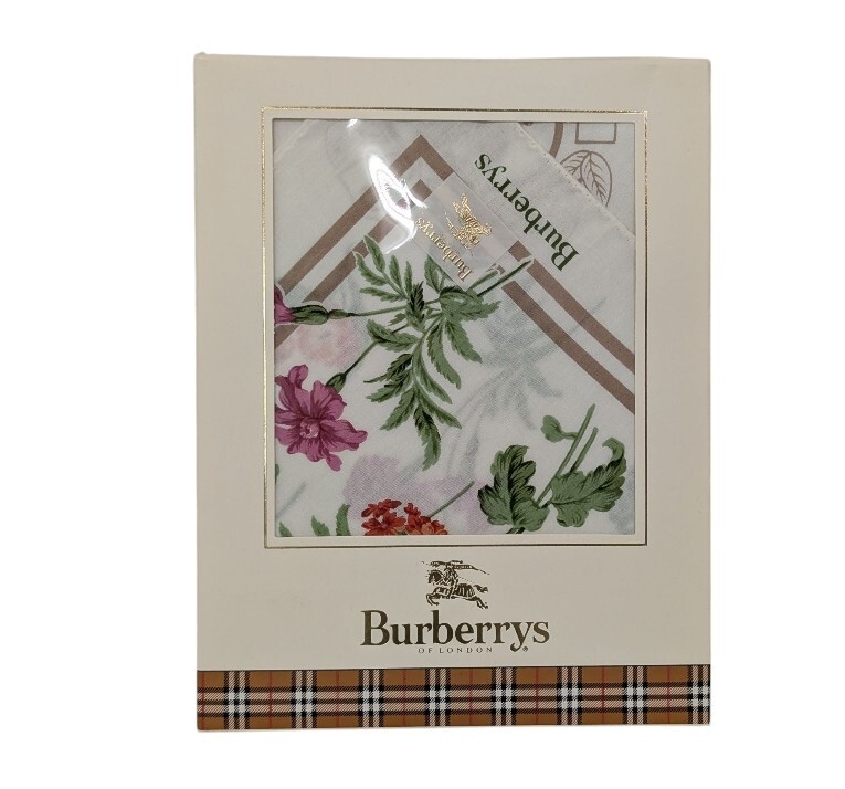 未使用 バーバリーズ バーバリー ハンカチ スカーフ ホワイト 白 花柄 レディースBURBERRY LONDON 【中古】拍卖