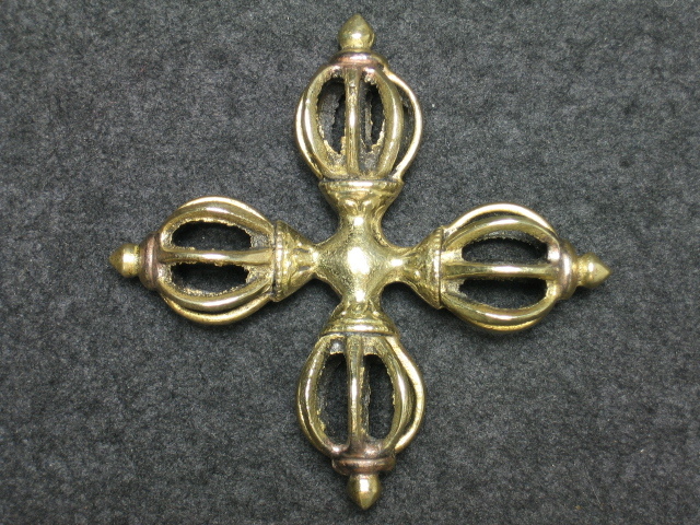 ◎●九鈷羯磨(かつま)   チベット仏教法具 ダブルドルジェ  真鍮製    NO.2拍卖