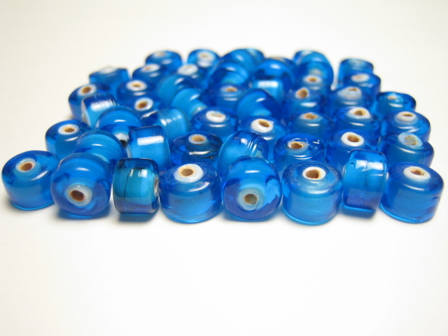 ◎●グラスビーズ ホワイトハート 青色 5 0個セット トンボ玉   ホワイトハーツ   とんぼ玉    NO.41拍卖