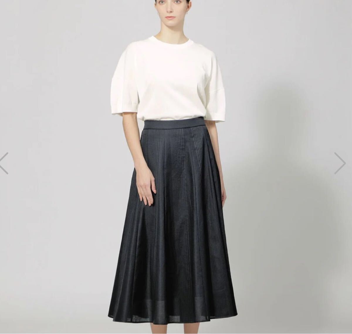 新品 エポカ 定価¥7万5900円 ピンタッククロス フレアスカート拍卖