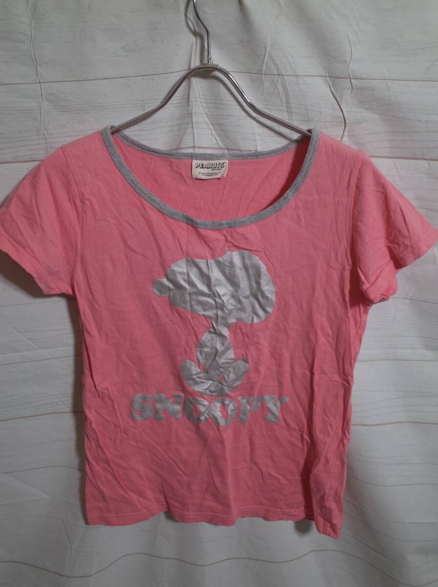 レディース pm799 ピーナッツ PEANUTS スヌーピー SNOOPY 半袖 Tシャツ L ピンク ネコポス可拍卖