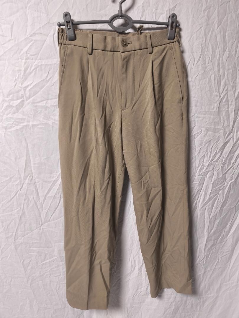 ユニクロ タックワイドパンツ ストレッチ ベージュ メンズ XS拍卖