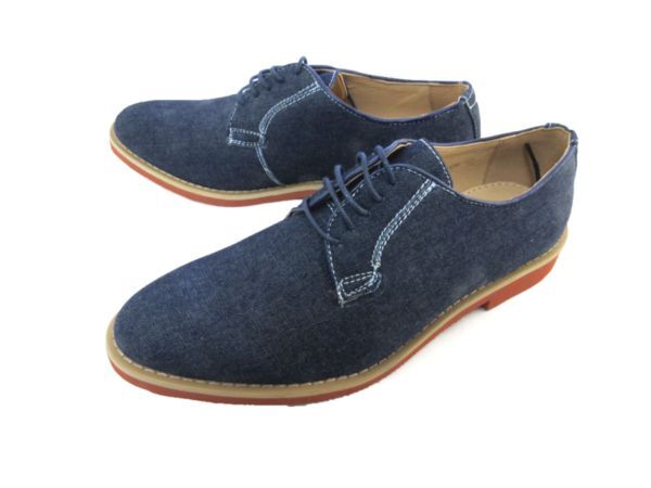 L638新品BELLA DONNA軽量カジュアルプレーントゥ/レースアップ26㌢DENIM♂拍卖