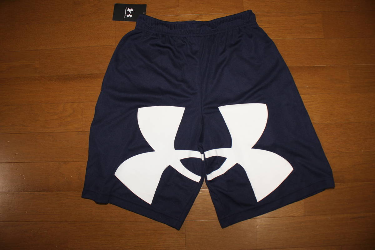 未使用 LG 紺白 アンダーアーマー バスケットボール ハーフパンツ ビッグロゴショーツ 1371946 送料無料即決拍卖