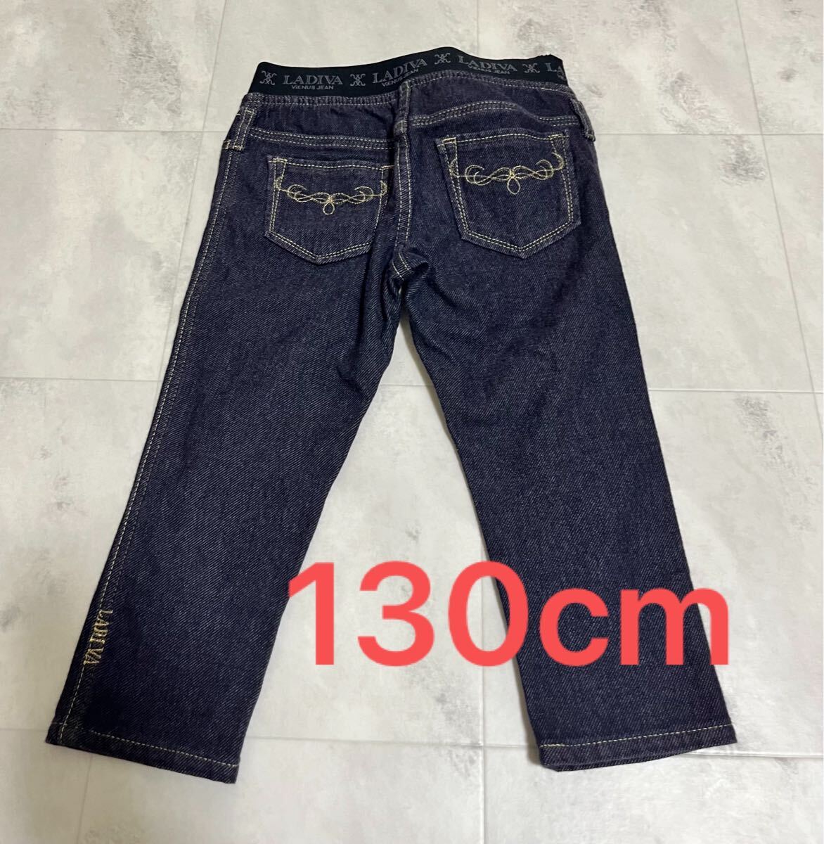 130CM EDWIN SOMETHING サムシング LADIVA 美脚 デニム パンツ デニムレギンス スパッツ ボトム 女の子 130拍卖