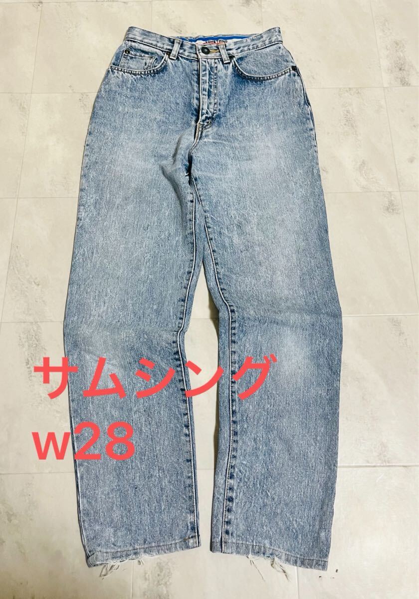 SOMETHING サムシング レトロ ライトブルー デニム(ジーンズ) W61 28インチ拍卖