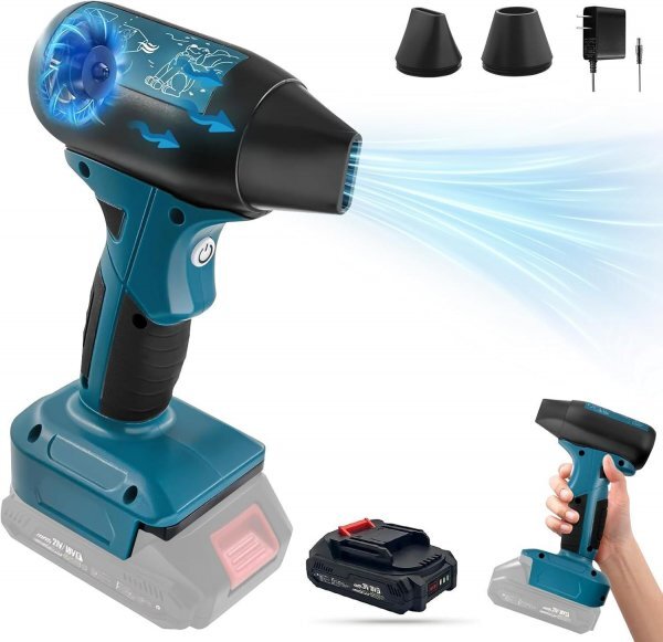 【充電式/マキタ互換】180W最強電動ブロワー 130,000rpm 4段調整|7500mAh長時間稼働 洗車/作業用ノズル2種付き拍卖