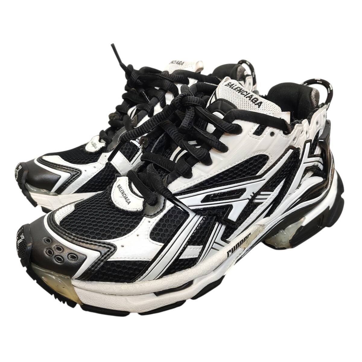 BALENCIAGA バレンシアガ Runner ユーズド加工 ランナー スニーカー 677403 43 ブラック/ホワイト拍卖