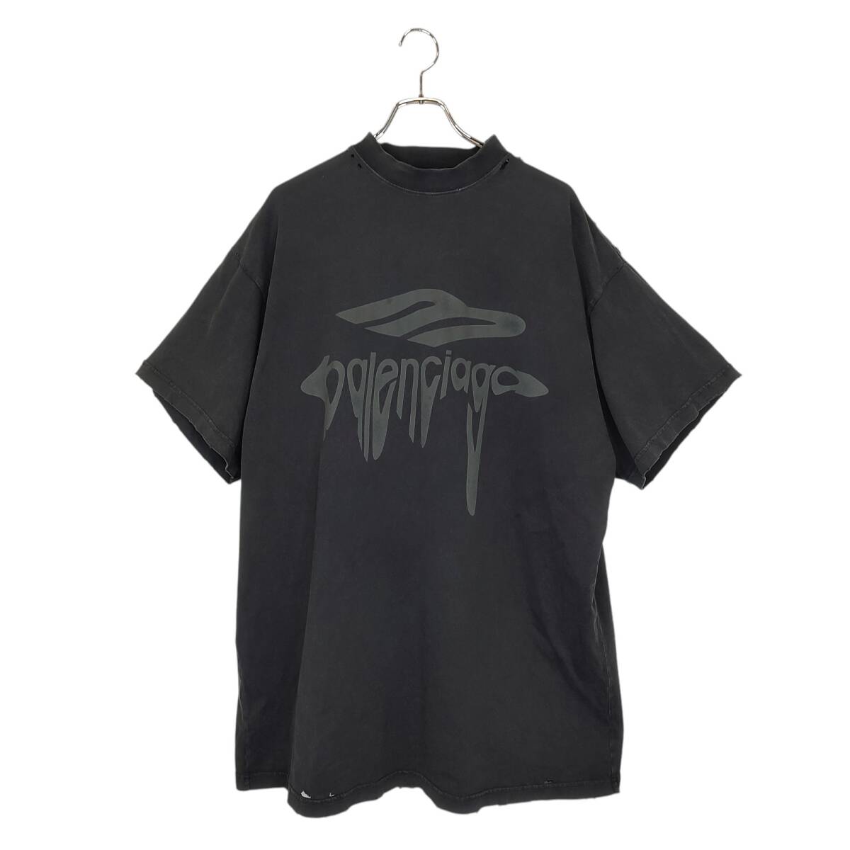 BALENCIAGA バレンシアガ リキファイド ロゴ オーバーサイズ Tシャツ 787349 TRVS8 2 ブラック拍卖
