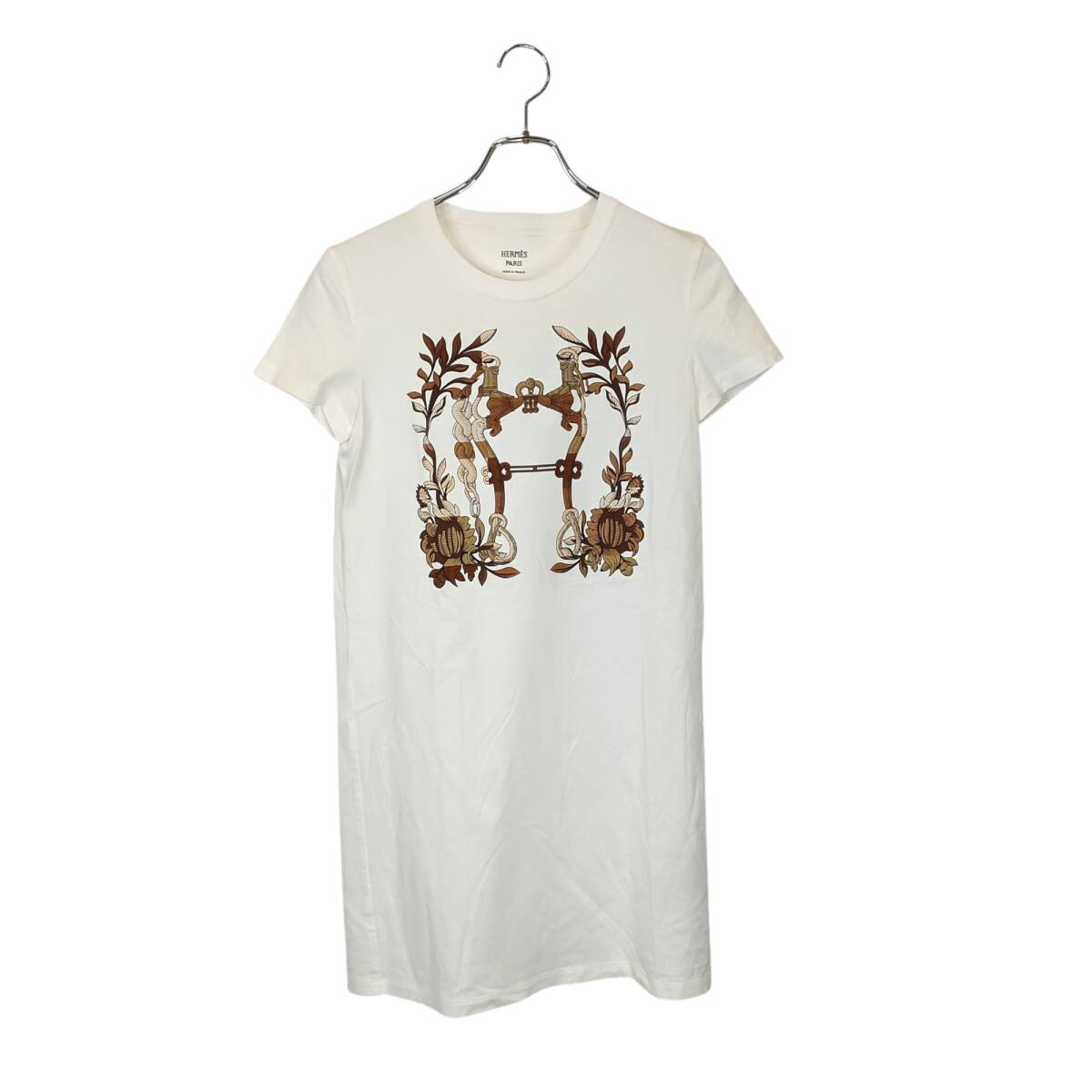Hermes エルメス 24SS Della Cavalleri ワンピース Tシャツ 4E4530DA 34 ホワイト レディース拍卖