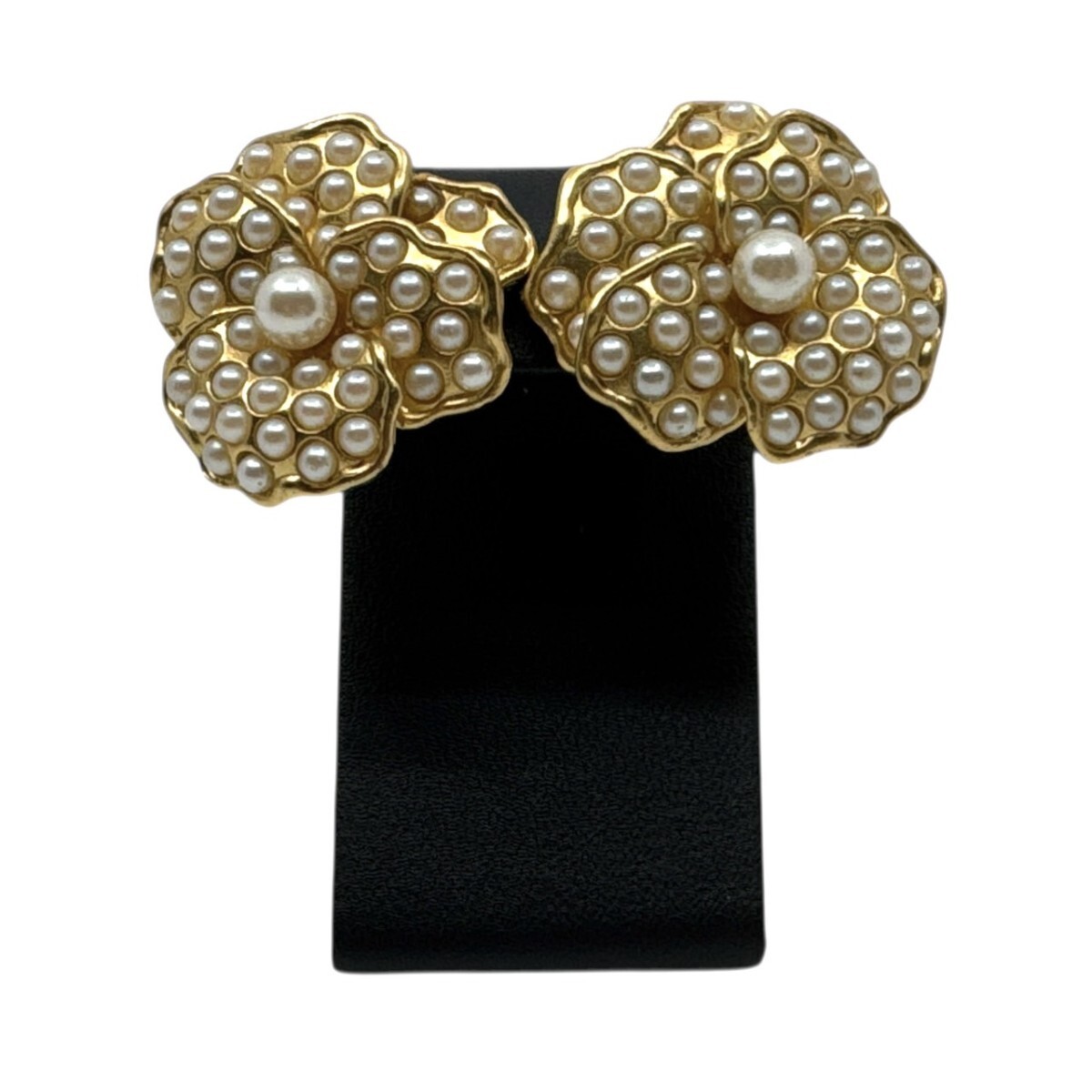 ケンゾー 花 フェイクパール イヤリング ゴールド 25H08-AC2拍卖