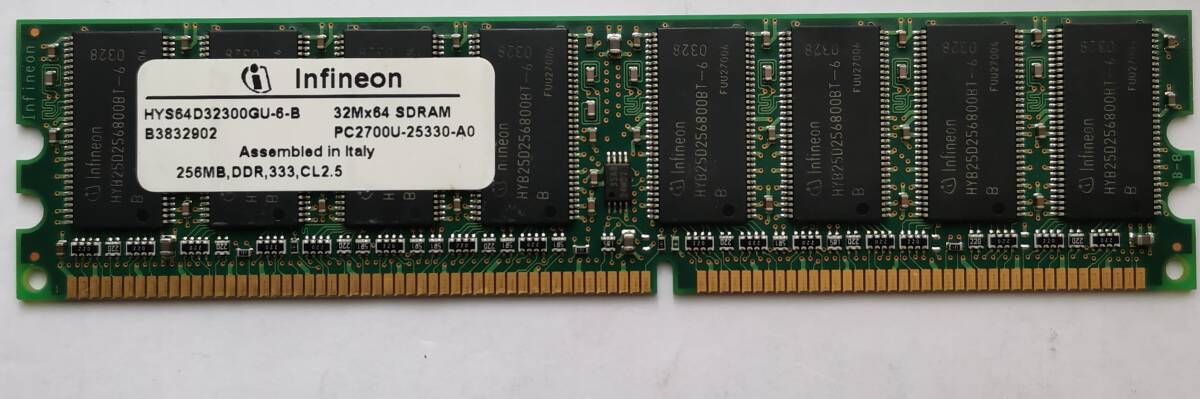 Infineon HYS64D32300GU-6-B ( PC2-2700U 256MB) デスクトップ PC メモリ 中古(D2025081015)拍卖