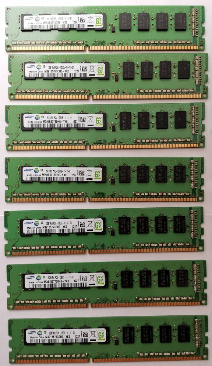 SAMSUNG 2GB 1Rx8 PC3-12800E-11-11-HD(7点セット)中古(D2025081001)拍卖
