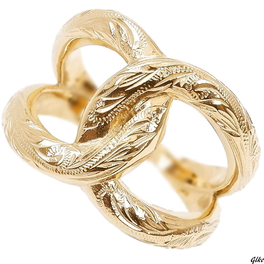 【サージカルステンレス製で、敏感肌の方も安心して着用可能】 ハワイアンジュエリー 指輪 エタニティリング イエローゴールド 13号拍卖