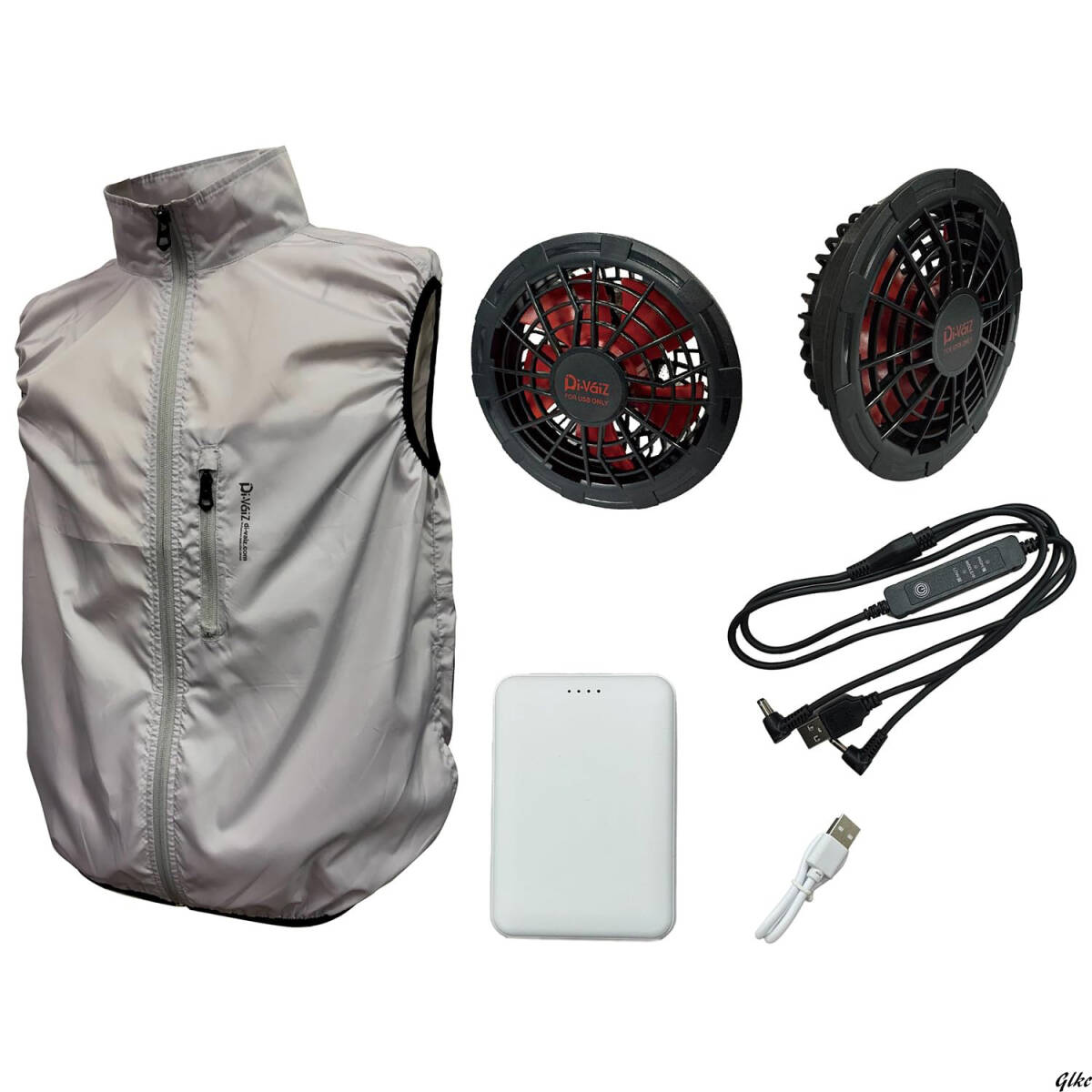 【夏場や屋外作業で熱中症予防に活躍】 空調ベスト Lサイズ ファン付き涼感服 モバイルバッテリー付き アウトドア 冷却服 シルバー拍卖