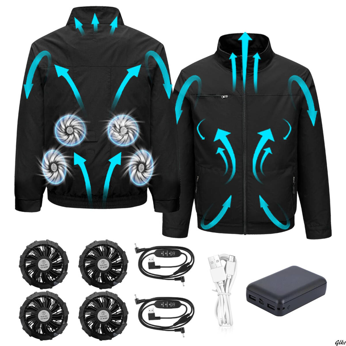 【長袖仕様で日焼けや外部からの汚れも防げる】 空調作業服 Lサイズ 熱中症対策 ファンバッテリー付き 屋外作業 男女兼用 ブラック拍卖