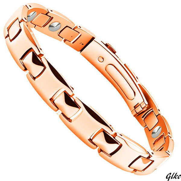 【高純度ゲルマニウム配合、チタンブレス】 チタン鋼ブレスレット 男女兼用 金属アレルギー対応 ギフトボックス付き ローズゴールド拍卖