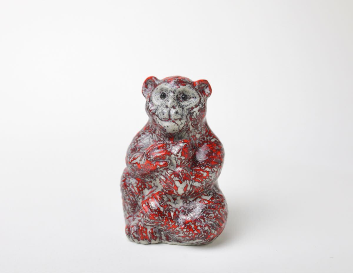 箕面焼 松田箕山 十二支 申 縁起物 茶道具 置物 猿 陶器拍卖