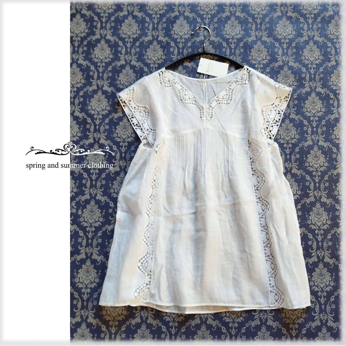 紙タグ付き♪未使用品【定価2.3万】 トゥモローランド Ballsey *麻 ラミー エンブロイダリー Vネックブラウス♪ホワイト36 レディースI9拍卖