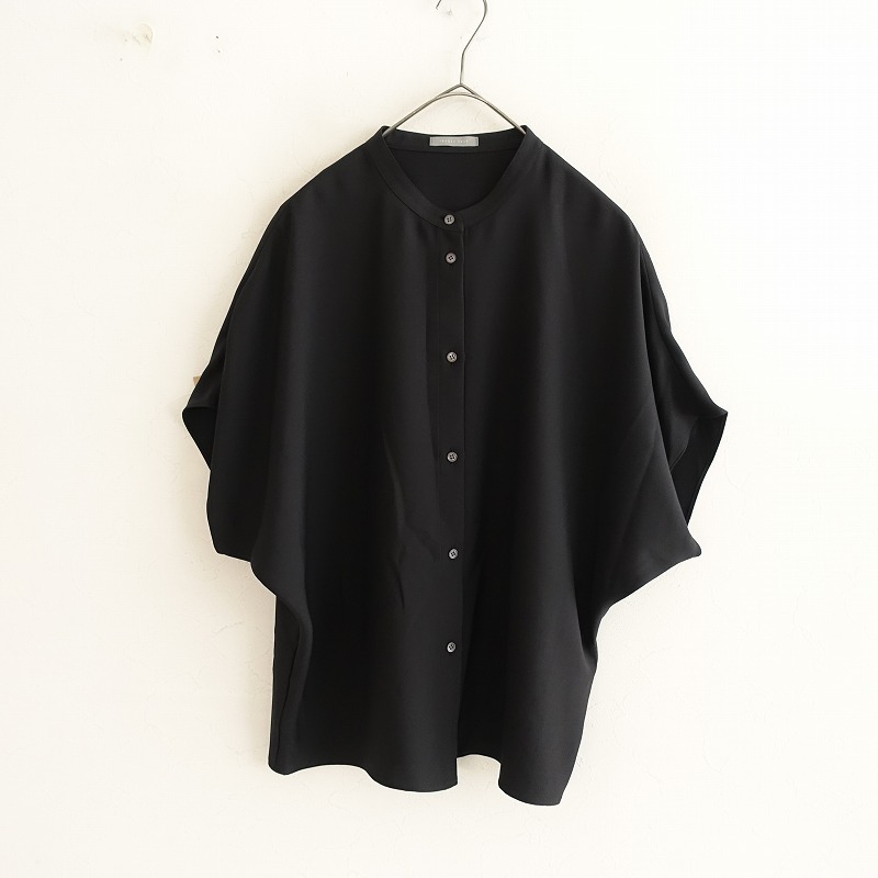 【美品】セオリー theory luxe *バンドカラードルマンシャツ*38トップスブラックブラウスショートスリーブ(1-2508-109)【92H52】拍卖
