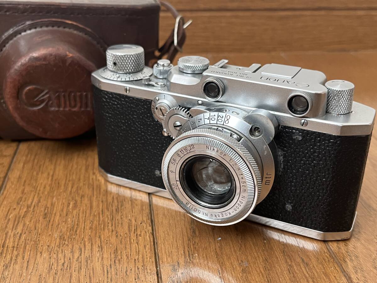 Canon SEIKI-KOGAKU 精機光学 キャノン レンジファインダー レンズ Nikkor f2.8 5cm Nippon-Kogaku 日本光学 50mm 革ケース カメラ拍卖