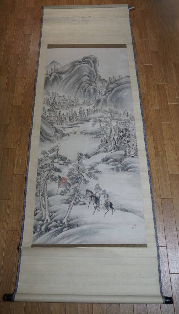 ◆鳳】落款なし 印あり◆山水人物水墨彩絵◆紙本◆掛軸◆肉筆保証258-15検:白隠慧鶴禅僧臨済宗慈雲仙厓日本画山水渡辺崋山圓山應舉 拍卖