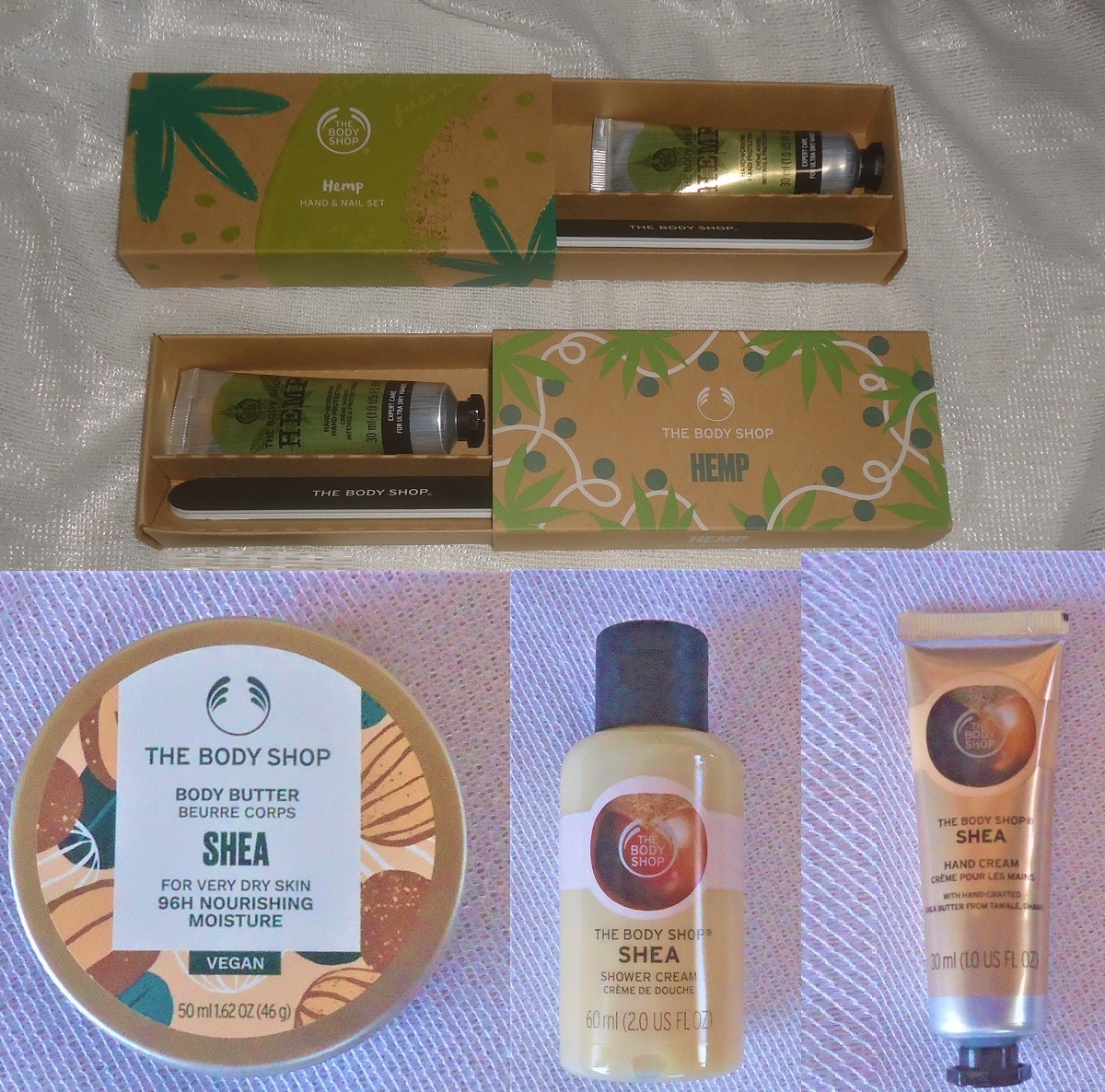 THE BODY SHOP ボディショップ ヘンプ ハンド&ネイル デュオ + ボディバター シア + シャワークリーム シア + ハンドクリーム シア拍卖