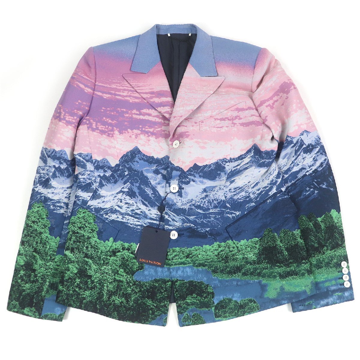 極美品□LOUIS VUITTON ルイヴィトン 22SS LV ランドスケープ Amen Break ピークドラペル テーラードジャケット ピンク系 50 伊製 正規品拍卖