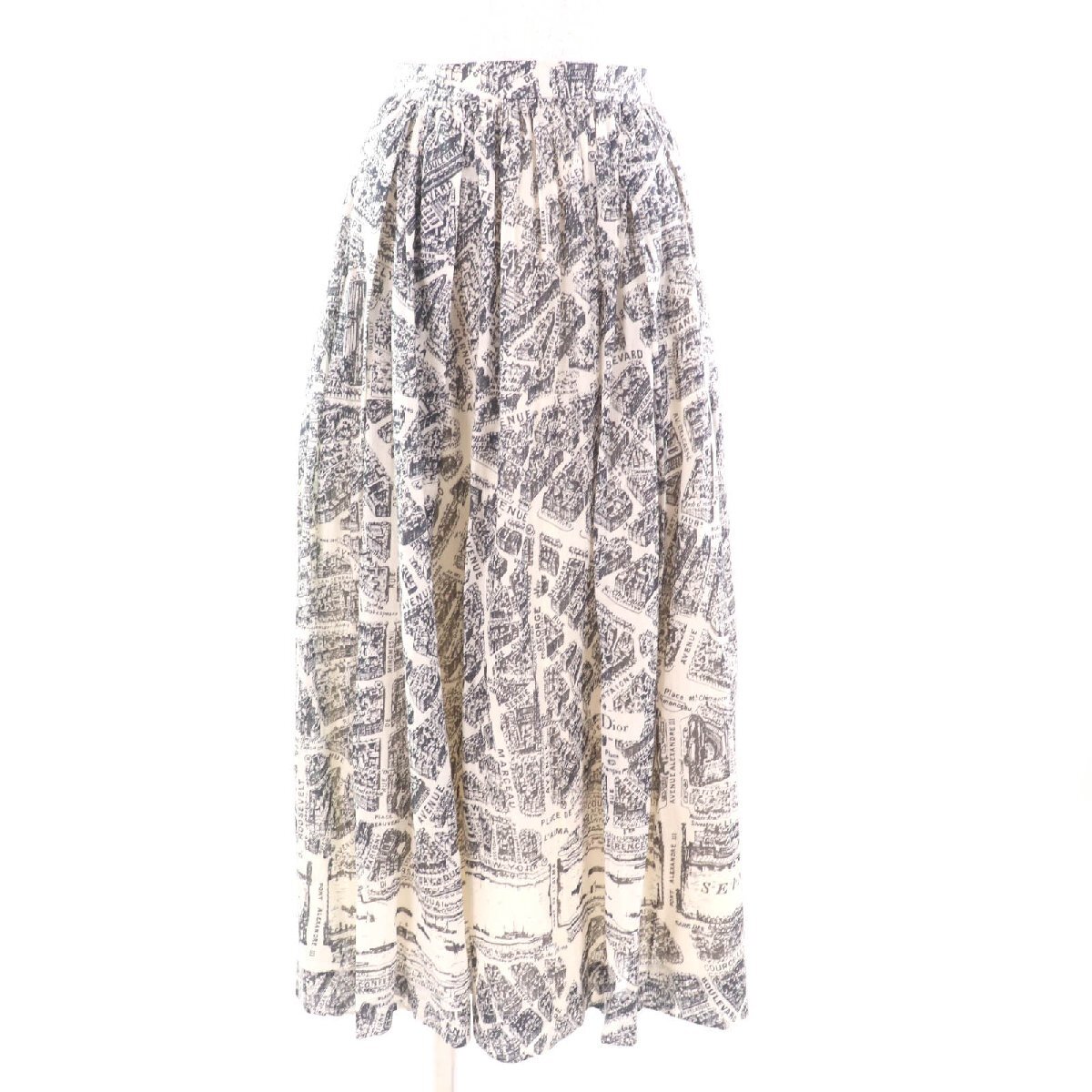 極美品★Christian Dior クリスチャンディオール 351J90A3294 コットン100% プリーツミディプランドゥパリスカート ペチコート付 38拍卖