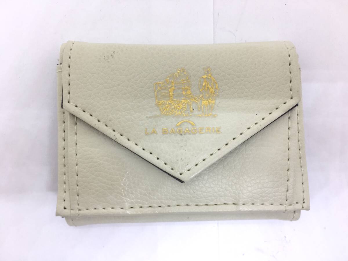 LA BAGAGERIE ラバガジェリー 三つ折り財布 アイボリー系 ミニ財布 コインパース カードケース 札入れ拍卖