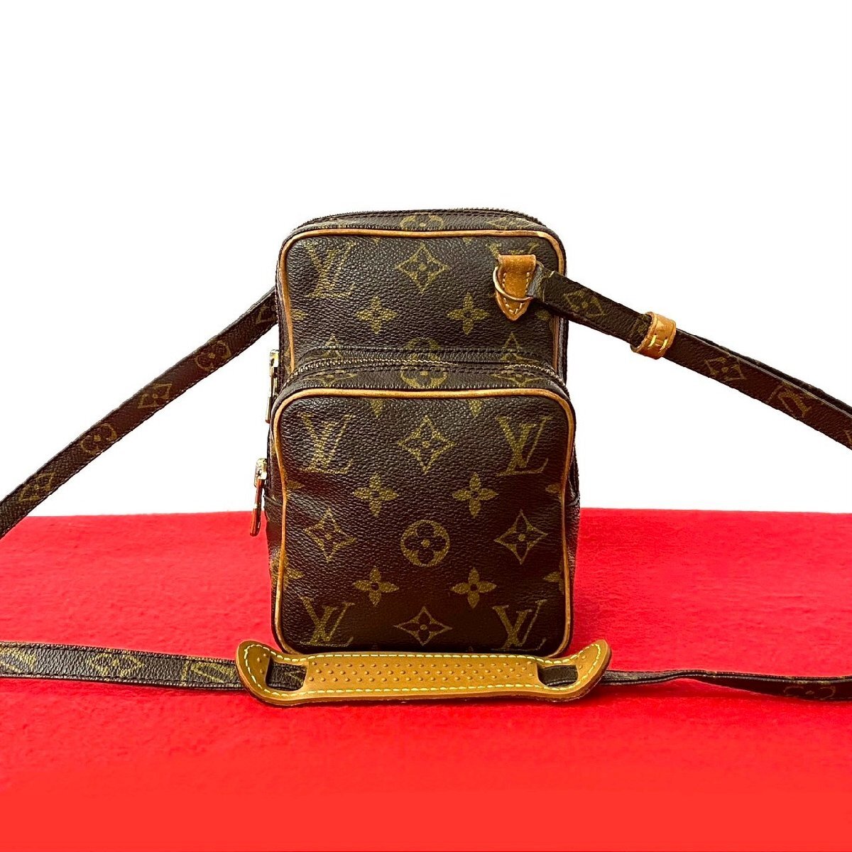 極 美品 LOUIS VUITTON ルイヴィトン ヴィンテージ アマゾン モノグラム レザー ミニ ショルダーバッグ ポシェット ブラウン 01610拍卖