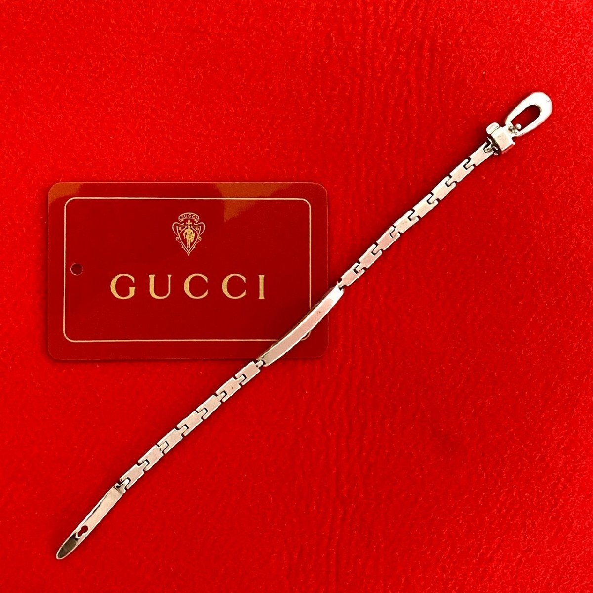 極 美品 希少品 GUCCI グッチ ID ブレスレット シルバー925 バングル アクセサリー レディース シルバー 474-4拍卖