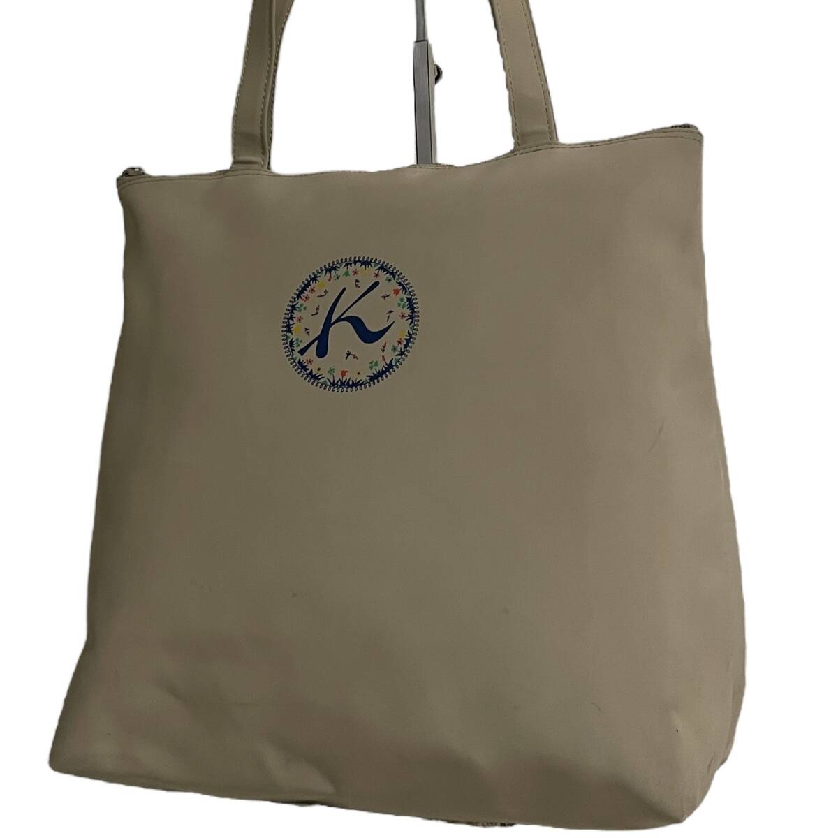 1円〜 ◇格安スタート◇ KITAMURA キタムラ ナイロン ベージュ デカロゴ トートバッグ ワンショルダーバッグ 肩掛け ビジネス 大容量拍卖