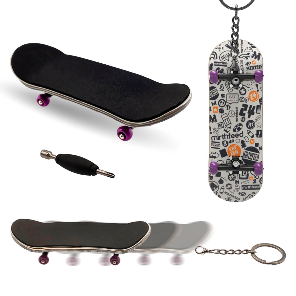 指スケ おもちゃ フィンガーボード 滑り止め防止シート付き チェーン付き 総柄拍卖