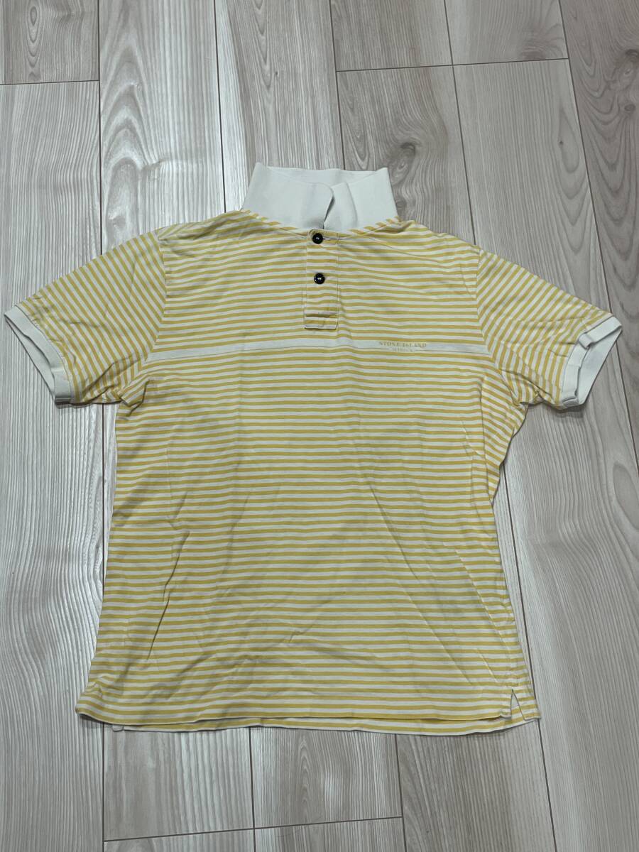 STONE ISLAND MARINA ボーダーポロシャツ 半袖 イエロー × ホワイト拍卖