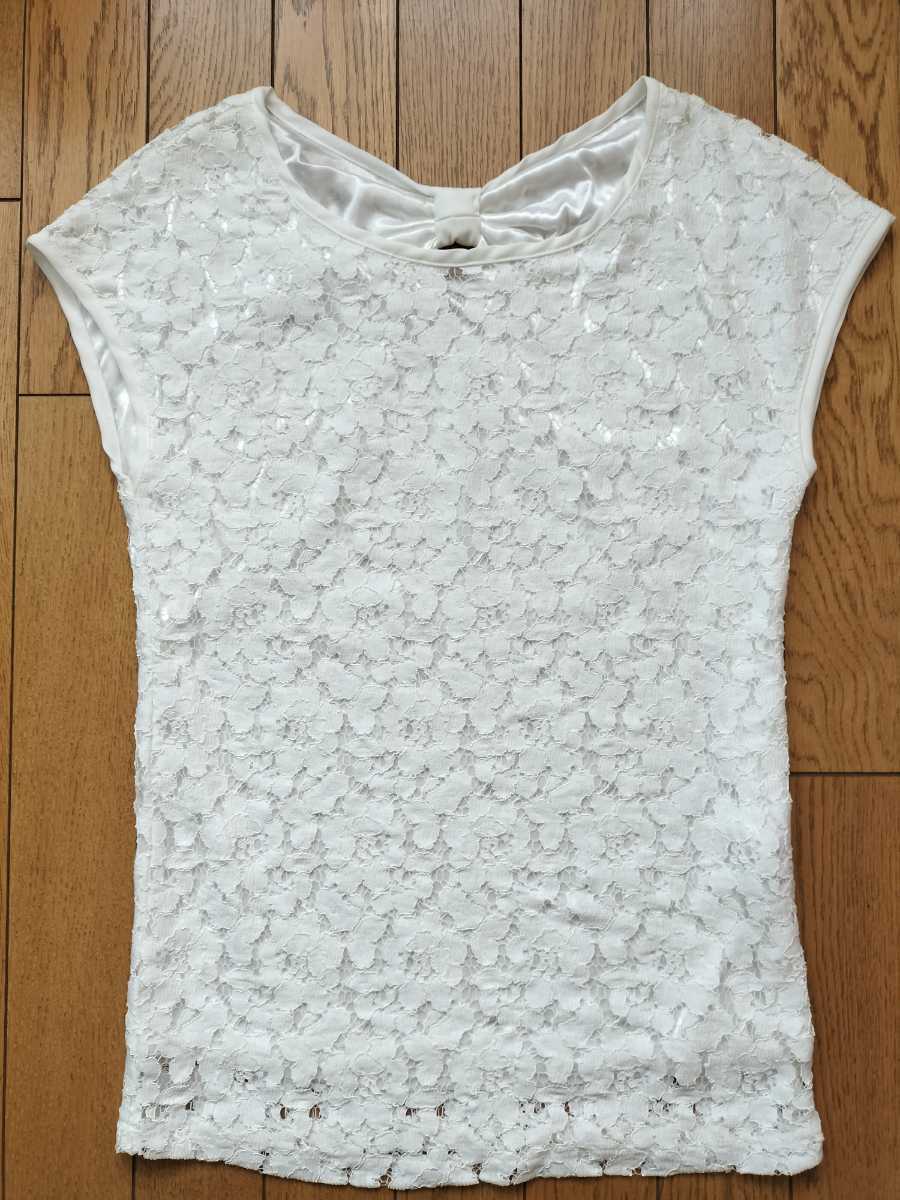 未使用★総レース フレンチスリーブ カットソー★Mサイズ★オフホワイト 拍卖
